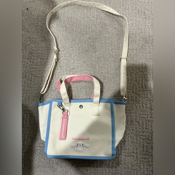 Sanrio Cinnamoroll 2way Purse Bag Handbag White Canvas Adjustable Japan Kitty - Picture 2 of 5